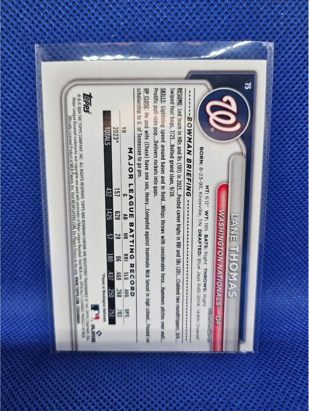 Lane Thomas [Refractor insert] #75 - 2024 Bowman Chrome - Washington Nationals